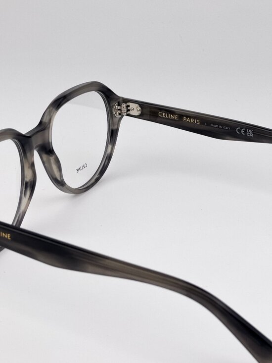 Celine CL50145I 005 “Thin 2 Dots” Rounded Square Eyeglasses Crystal Black & Grey main image 8